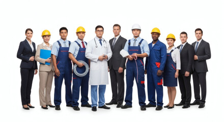 Obraz premium Diverse group of people with different occupations and professions standing together for labor day concept.