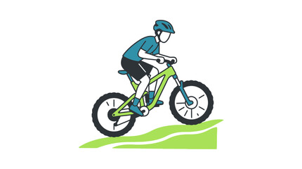 Fototapeta premium Dynamic mountain biker icon design for marketing campaigns, website backgrounds, or sports event logos, showcasing active outdoor lifestyle and recreational pursuits