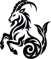 Obraz premium Black Capricorn Tattoo Vector Design