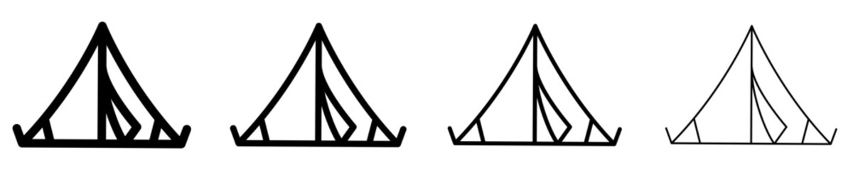 Camping tent line icon for outdoor adventure. Vector illustration. © chekman