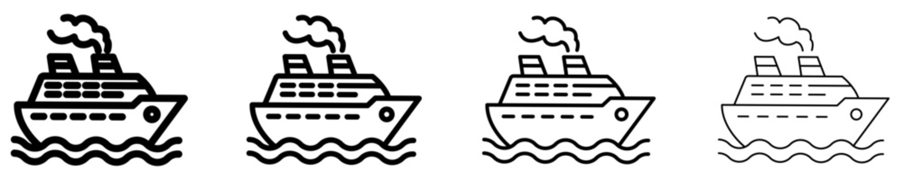 Cruise ship mixed style vector icon for travel. Vector illustration.