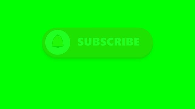 Animated red subscribe button with notification bell icon on green screen backdrop
