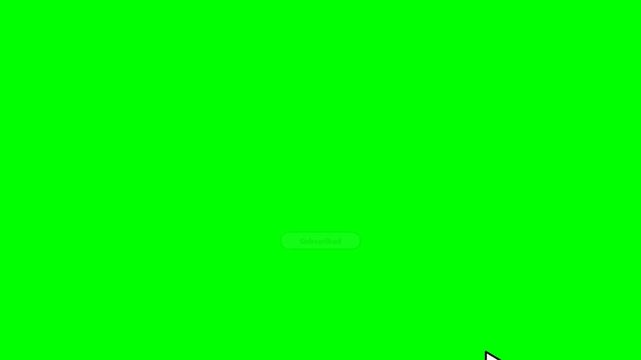 Flat vector animation of mouse cursor clicking subscribe button changing to subscribed on green screen