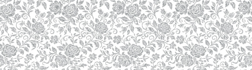 Fototapeta premium Vintage Floral Pattern with Roses and Leaves