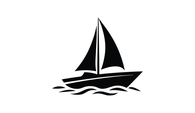 Catamaran sailboat silhouette, twin hull sailing boat, black nautical vessel, marine transport symbol, ocean adventure, editable vector, isolated on transparent background.