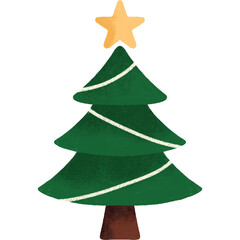 Fototapeta premium green christmas tree, Christmas tree with golden star topper glowing brightly. Festive holiday pine decoration for seasonal home or office display.