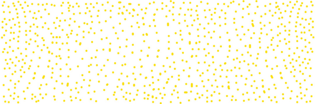 Yellow dot pattern background. Abstract pattern featuring hundreds of small yellow dots scattered across a clean white background.