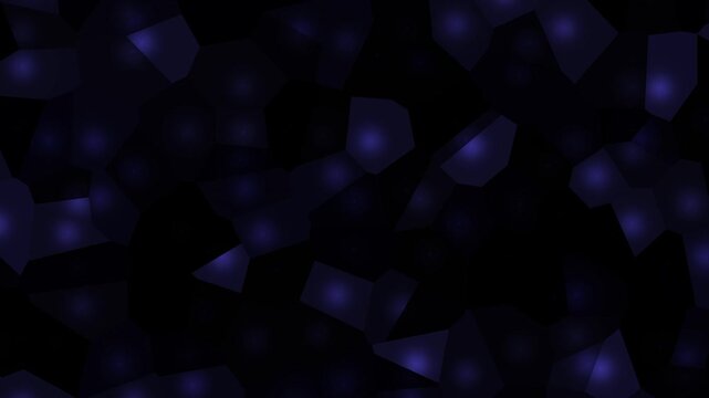 Deep blue abstract geometric shapes with glowing highlights create a moody, digital background pattern.