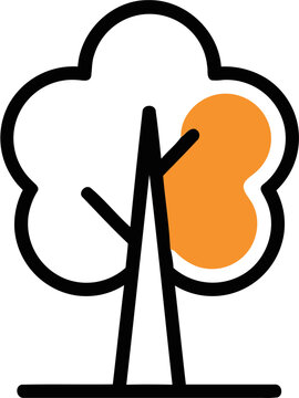 stylized tree illustration with orange leaf