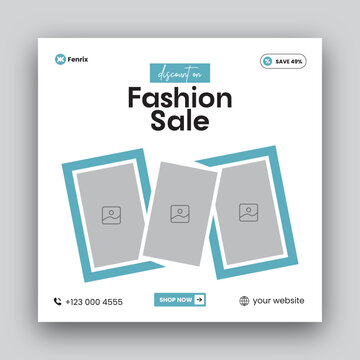 Fashion sale social media post web banner design template 