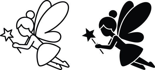 Fairy character with magic wand icons vector illustration © Rahat Hossain