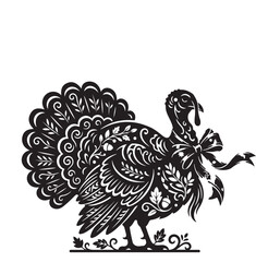 Fototapeta premium Silhouette of a turkey with a decorative ribbon around its neck