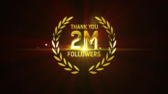 4K Thank You 2M Followers Golden Lettering Text Animation.