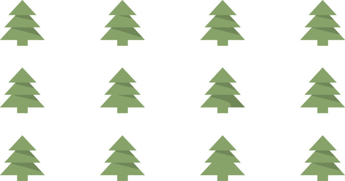 Green Pine Tree Vector Icon Set with Minimalist Fir and Spruce Trees for Christmas Holiday Winter and Forest Nature Eco Graphic Designs