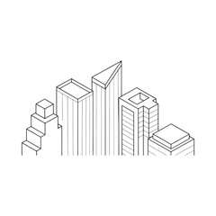 Fototapeta premium Isometric cityscape illustration linear design on white background