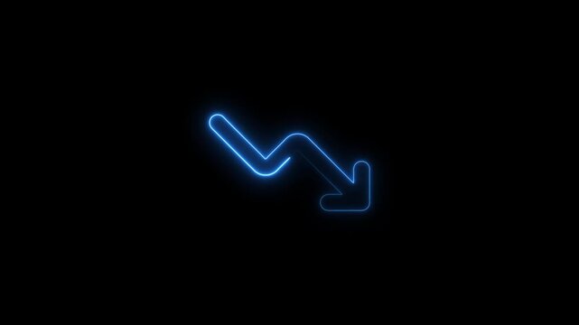 Glowing neon bar graph indicating growth Abstract neon business graph icon animation and black background. 
