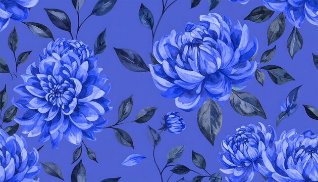Close up of blooming blue hydrangea flowers cluster.
