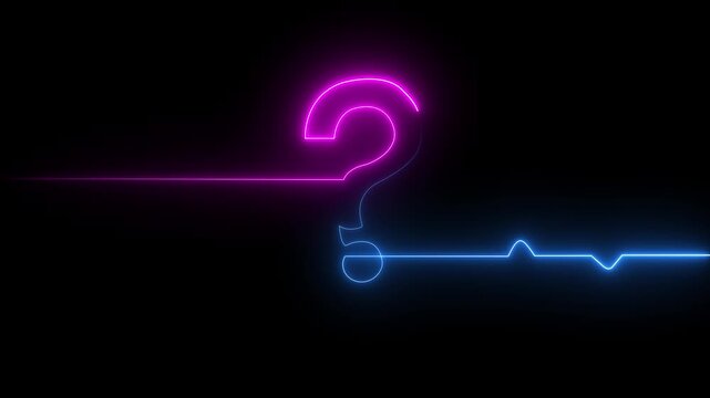 neon glowing loop Question mark sign Question mark icon asking icon animation. Motion graphics of neon question concept