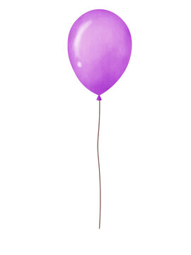 Violet purple balloon illustration isolated on transparent background