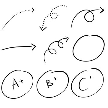 hand drawn vector illustration of score for school and arrow