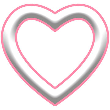 Pink Heart Frame Neon Glow Double Outline Vector Symbol