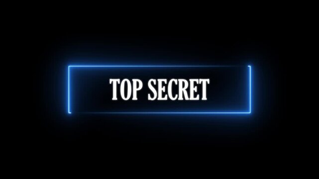 Glowing neon rectangle Top secret grunge stamp symbol 3d editable text effect.4k motion graphics video animation