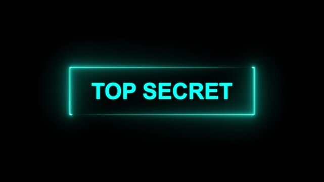 Glowing neon rectangle Top secret grunge stamp symbol 3d editable text effect.4k motion graphics video animation
