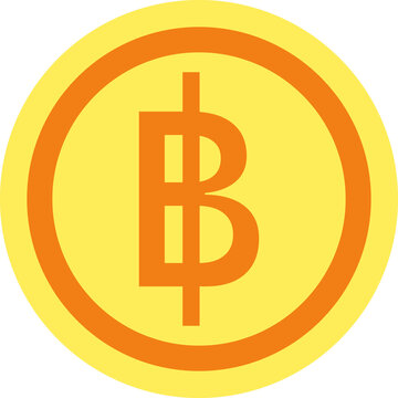 Thai baht coin icon gold currency symbol flat design vector isolated on white background