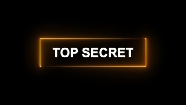 Glowing neon rectangle Top secret grunge stamp symbol 3d editable text effect.4k motion graphics video animation