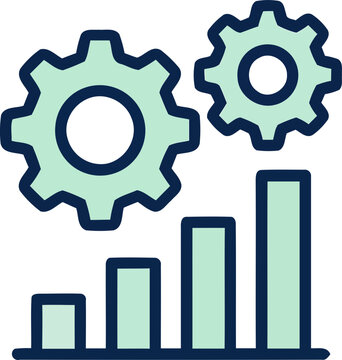 growth chart with gears icon
