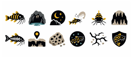 Colorful illustrated sea creatures and insects collection. © MarQinyuz