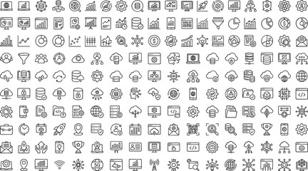 Fototapeta premium Digital data icons collection with charts and cloud services for technology and business concepts