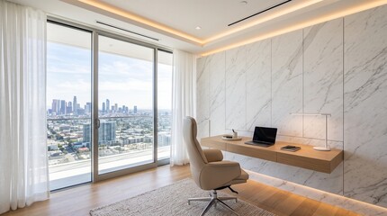 Fototapeta premium Modern White Marble Home Office
