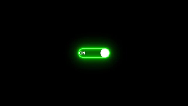 switch that changes from off to on. on from off button with neon button animation