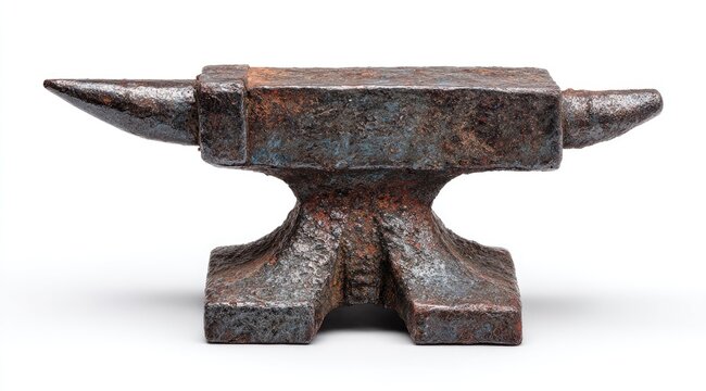 Small, rusty anvil isolated on white