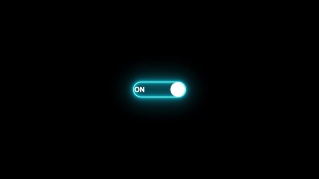 switch that changes from off to on. on from off button with neon button animation