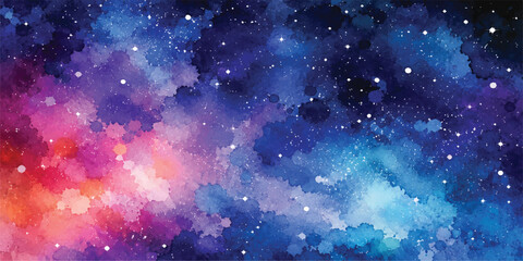 Abstract Blue Space Background with Glowing Particles Galaxy Nebula Stars and Cosmic Universe Illustration © mahabubmorshed