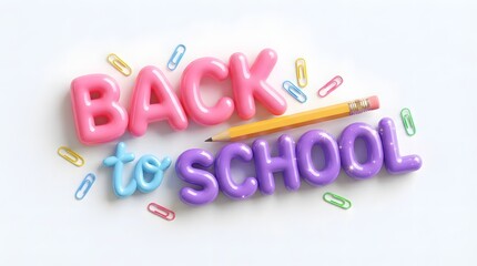 Fototapeta premium Back to school 3d typography isolated on white background