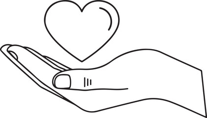 Fototapeta premium Continuous single line drawing of two hands reaching for each other with a heart shape connecting them representing love connection and togetherness Vector