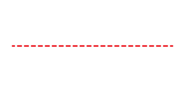 Red dashed horizontal line vector graphic for web design and digital document annotation elements