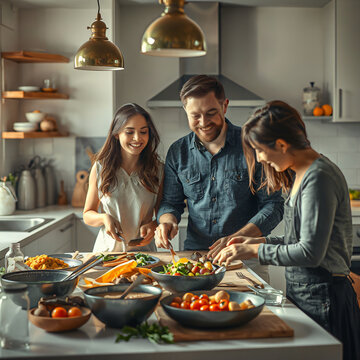 Famille dans la cuisine