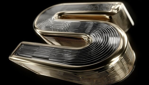 Gold and black 3D letter S