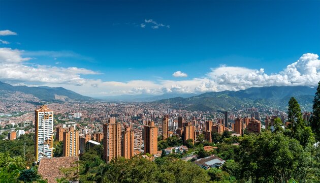 panoramic view of medellin colombia with scenic overlook at daytime