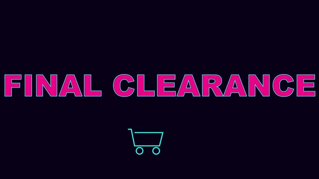 Final clearance sale animation with moving shopping cart for e-commerce marketing 4k