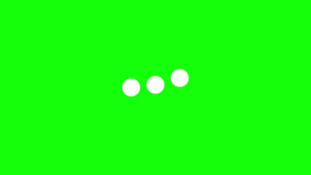 Typing loading dots, Minimal typing loading dots animation on green background. symbolizing message sending, chat response, waiting indicator, and online communication status.