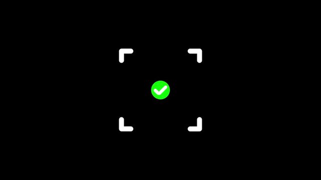 Face id Unlock icon animation on alpha channel dark background. facial recognition biometric security authentication mobile phone. 4k animation video