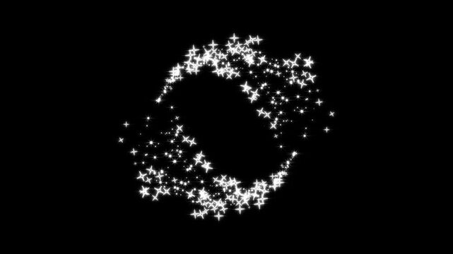 Twinkling white glitter line animation, glowing magical sparkle particles, cartoon doodle sparkles, star sparkle vector doodles, glowing light effect in seamless 4K black screen animation for video.