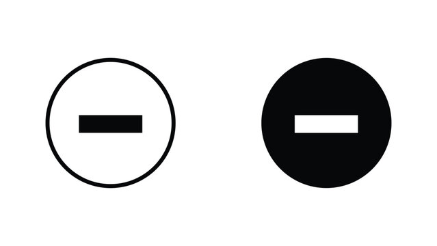 Minus sign icons in outline and solid style within circular frames for subtraction and remove tasks