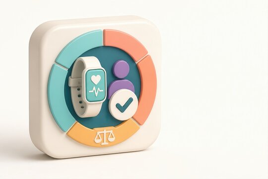 Smartwatch health monitoring icon with wearable fitness and telehealth concept