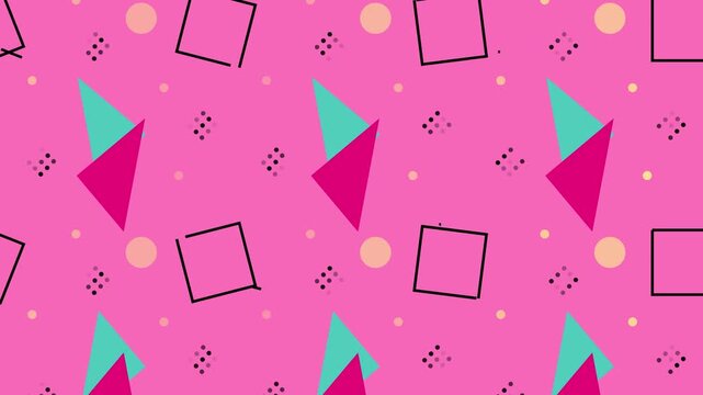 Retro 90s memphis style background. Abstract geometric pattern with colorful shapes.